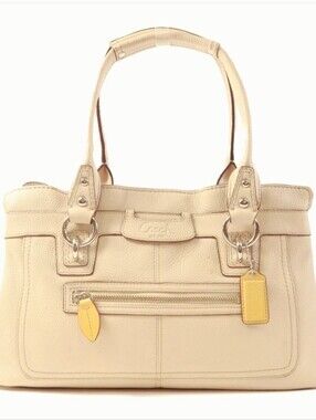Coach Penelope Beige Pebbleq Leather Shoulder Bag with Tan Tag